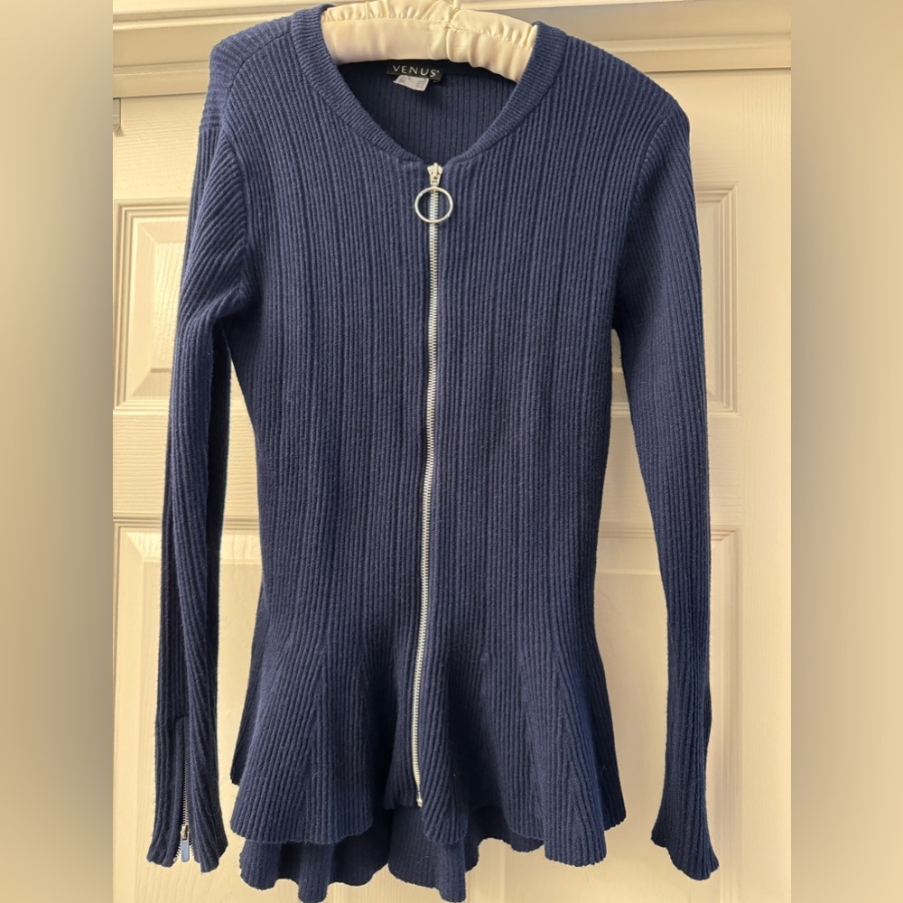 Venus Peplum Zip Cardigan